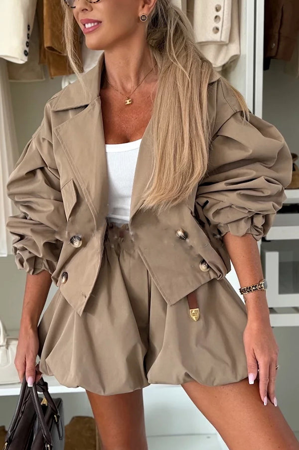 Style High Rise Elastic Waist Pocketed  Bloomer Shorts