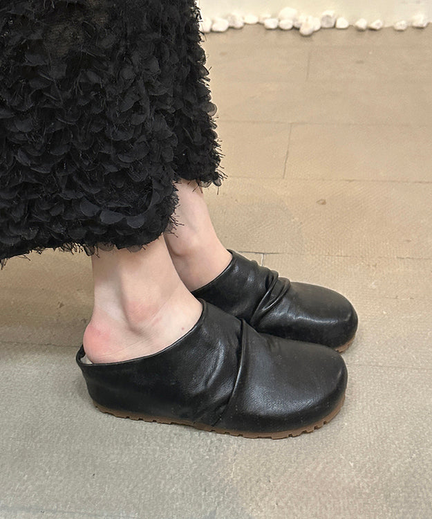 Brown Platform Faux Leather Stylish Splicing Slide Sandals