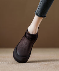 Casual Comfy Brown Cowhide Leather Splicing Ankle Boots