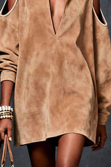 Loose Off-shoulder Long-sleeved Casual Mini Dress