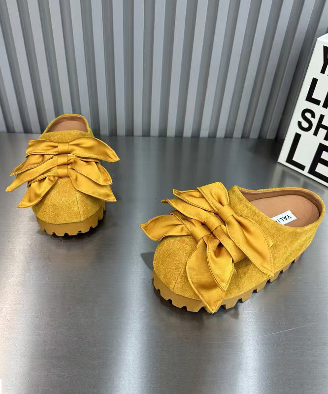 Yellow Bow Versatile Platform Bottom Slippers