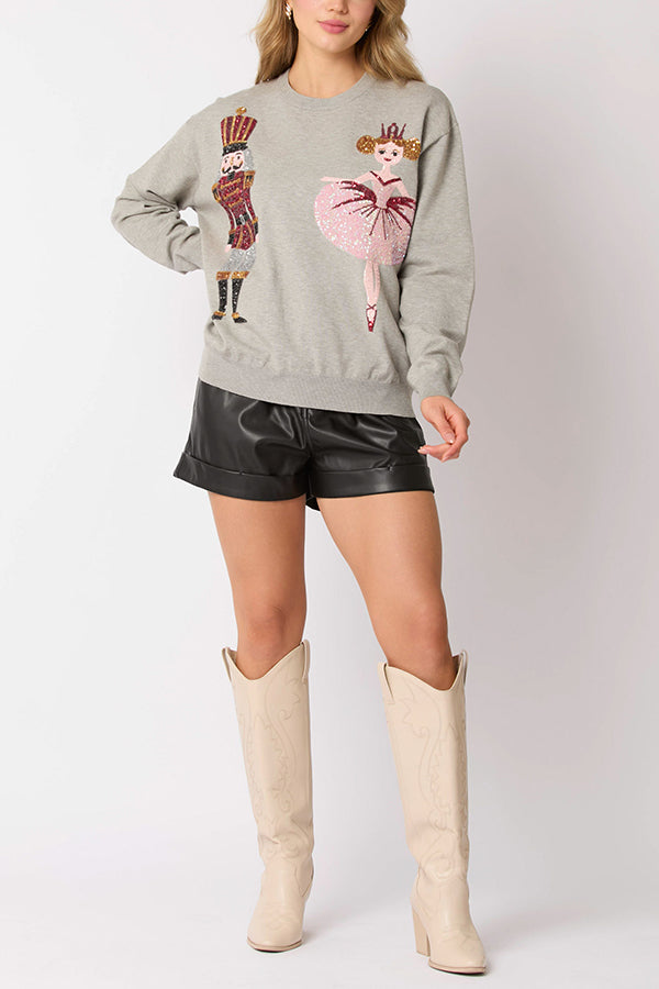 Christmas Soldier Sequined Casual Sweatshirt