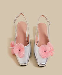 Chic Purple Floral Splicing Chunky Sandals Faux Leather