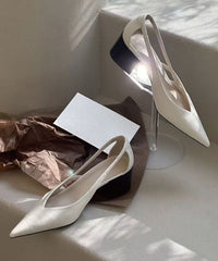Pink Faux Leather Splicing Sandals Hollow Out Pointed Toe