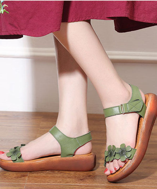 Casual Light Green Floral Sandals For Buckle Strap Sandals