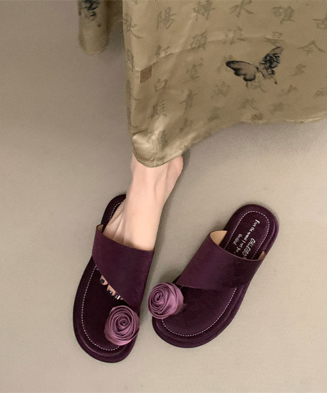 Purple Floral Toe Set Slippers