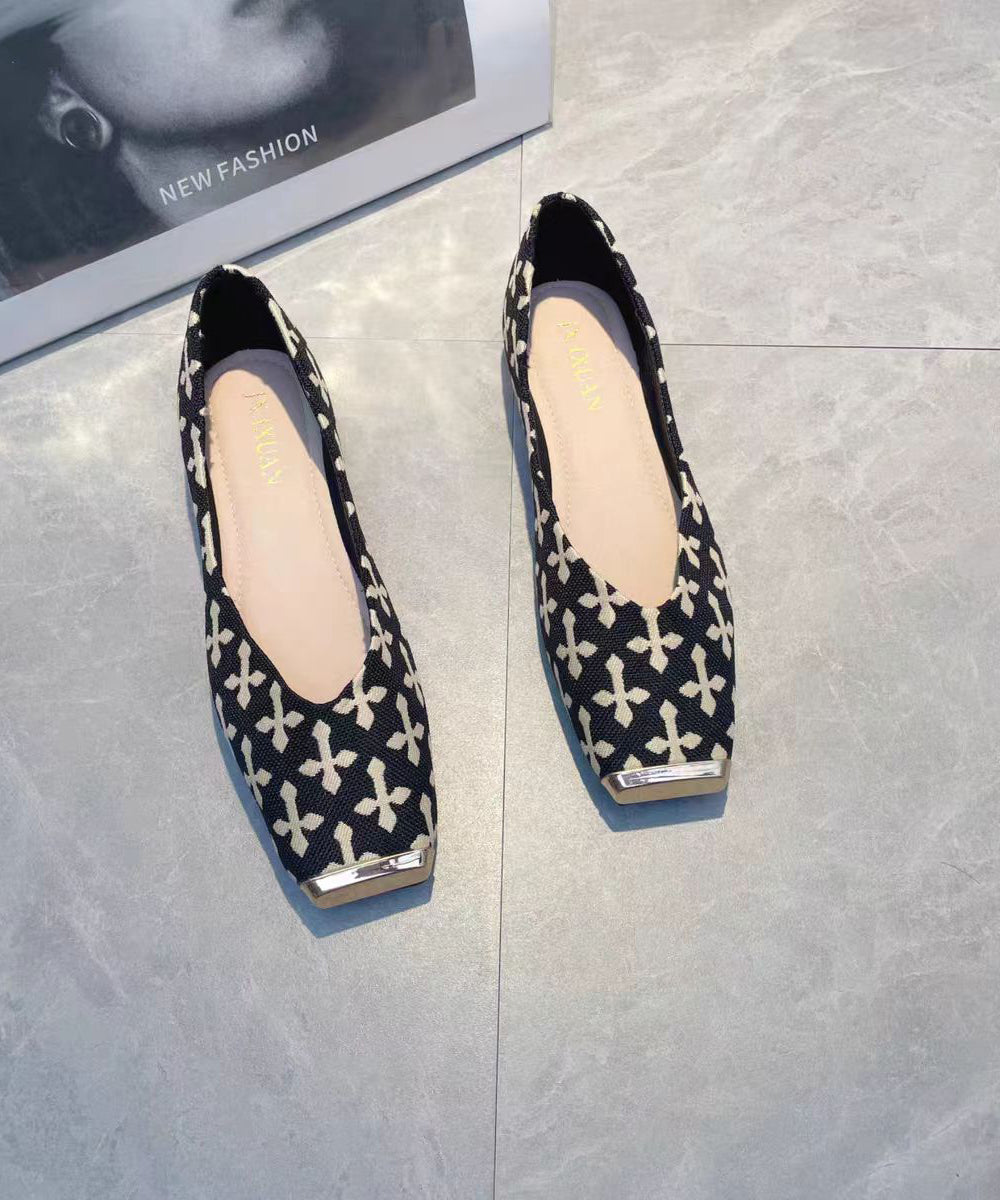 Beige Print Flat Feet Shoes Cotton Fabric New