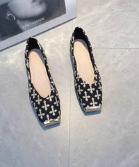 Beige Print Flat Feet Shoes Cotton Fabric New