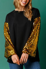 Christmas Sequin Patchwork Long-sleeved Loose Sweatshirt