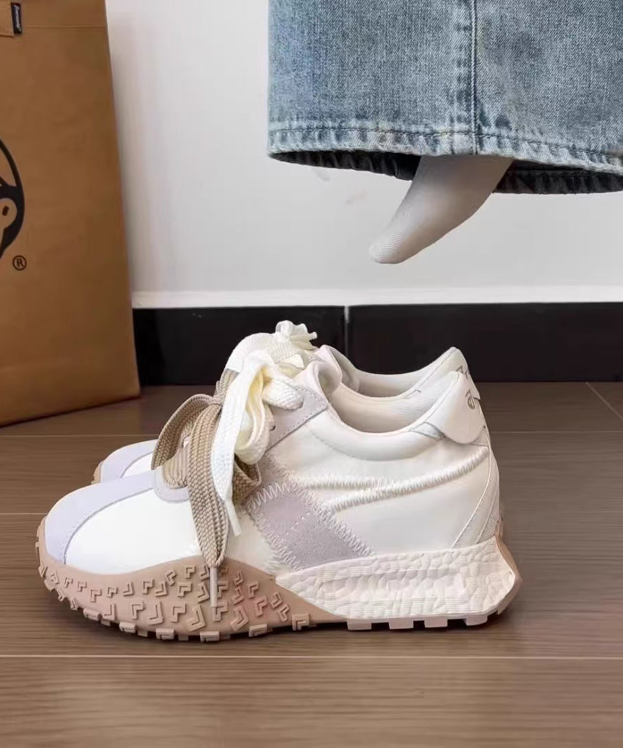 Casual Comfy Navy Lace Up Splicing Platform Shoes