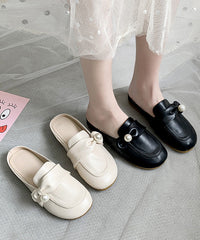 Beige Bow Splicing Casual Comfy Slide Sandals